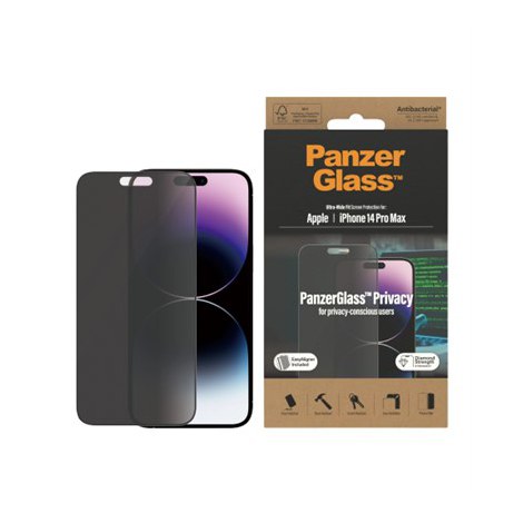 PanzerGlass | Screen protector - glass - with privacy filter | Apple iPhone 14 Pro Max | Black | Transparent - 2